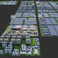 Industrial Factory Buildings Layout With Multiple Units Office Complex Green Areas And Road Networks