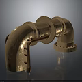 Rusty Industrial Metal Pipe Fitting With Elbow Joint And Flange Connections