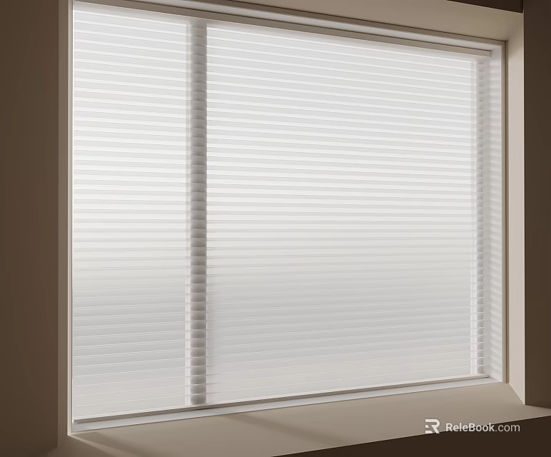 White Window Blinds Interior Design With Light Filtering Slats And Frame 3d model