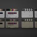 Professional Commercial Film Clapperboards with Colorful Stripes and Writing Sections for Movie Production