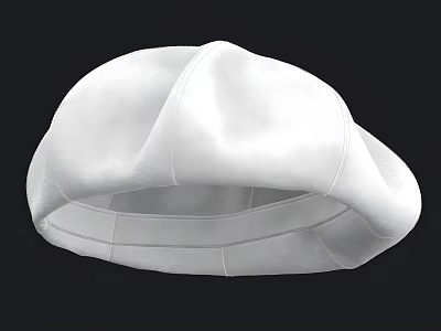 White Beret Hat With Soft Fabric And Classic Stitched Design Details 3d model