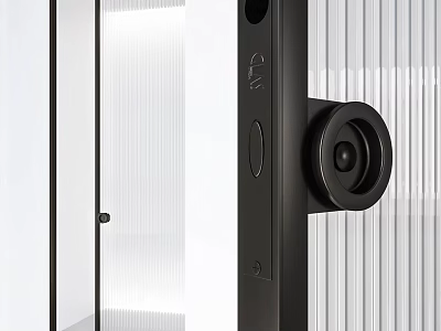 Modern Black Smart Door Lock With Camera On Glass Door Design 3d model