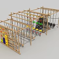 Outdoor Kids Playground Equipment With Wooden Frame Ropes Swings And Climbing Features
