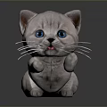 Cute White Kitten Plush Toy With Blue Eyes Sticking Out Tongue