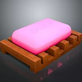 The picture mainly shows a pink soap on a wooden soap dish, with no dining chairs. It's impossible to generate a title with "dining chair" as the main subject based on the picture content. Please confirm the picture information or task requirements.