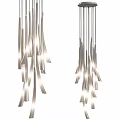 Modern Contemporary Ceiling Light With Illuminated Metal Hanging Strips For Home Interior Design