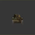 Vintage Military Tank With Camouflage Paint Tracks Turret Headlights And Antenna