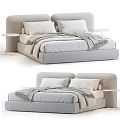 Modern Double Bed With Soft Bedding Pillows And Side Nightstands 3d model