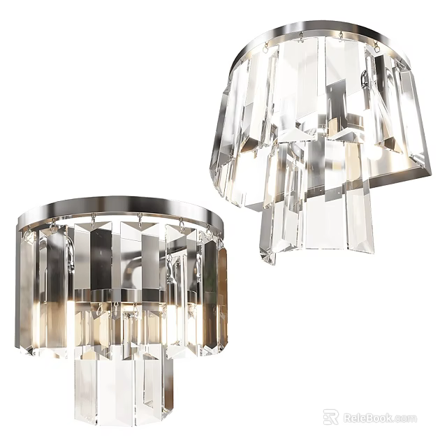 Modern Wall Lamps With Transparent Crystal Shades And Chrome Frame Design 3d model 