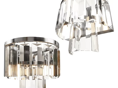 Modern Wall Lamps With Transparent Crystal Shades And Chrome Frame Design 3d model