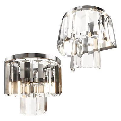 Modern Wall Lamps With Transparent Crystal Shades And Chrome Frame Design 3d model
