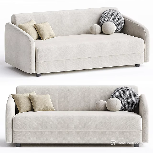 Modern Light Gray Two Seater Sofa With Soft Throw Pillows And Smooth Upholstery 3d model