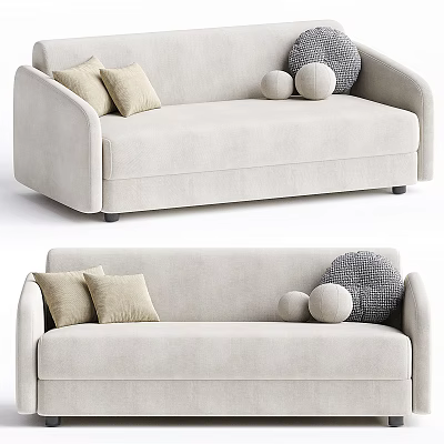 Modern Light Gray Two Seater Sofa With Soft Throw Pillows And Smooth Upholstery 3d model