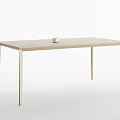 Minimalist Light Wood Dining Table With Clean Lines And Small Ceramic Decor 3d model