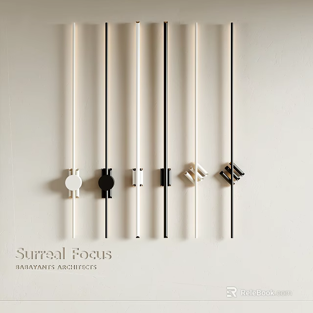 Modern Minimalist Wall Lamps With Black And White Linear Design For Interior Lighting 3d model 