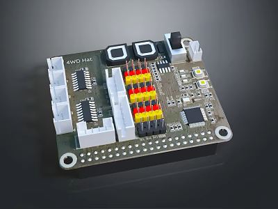 AVR148 Circuit Board Close Up With Electronic Components Resistors And Connectors 3d model
