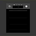 Modern Black Built in Oven With Control Panel And Knobs For Kitchen