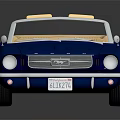 Classic Blue Convertible Car With Open Top And Beige Interior Design 3d model