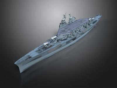 Detailed 3D Model of Aircraft Carrier with Flight Deck and Military Equipment 3d model