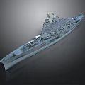 Detailed 3D Model of Aircraft Carrier with Flight Deck and Military Equipment