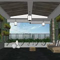 Modern Living Plant Wall with Green White Checkered Pattern Wooden Shelves and Ceramic Pots