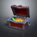 Open Treasure Chest Filled With Shining Gold Coins And Colorful Gems