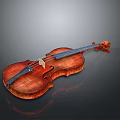 3D Rendered Polished Wooden Violin With Reflection On Dark Background
