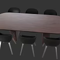 Modern Oval Conference Table with Wooden Top and Black Metal Leg Chairs