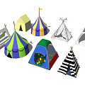 Assorted Colorful Tents With Different Designs And Patterns For Outdoor Use
