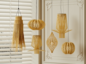 Wind Chandelier Wooden Chandelier 3d model