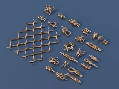 Golden Metal Woven Mesh And Decorative Knot Ornaments For Daily Use 3d model