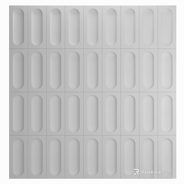 Modern Wall Surface With Regular Oval Recessed Panels And Textured Design 3d model 
