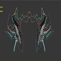Modern Symmetric Household Decor Item With Red Blue Accents And Futuristic Style