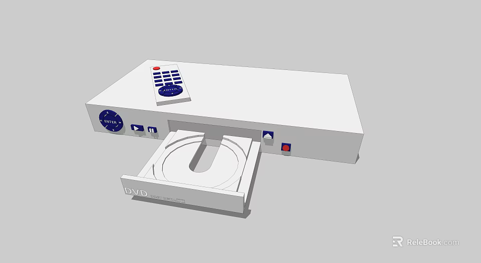 White Headphone Speaker System With CD Disc Player Remote Control And Control Panel 3d model 