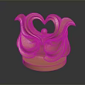 Elegant Golden Heart Shaped Wing Design Furniture Ornament With Circular Base
