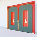 Chinese Style Background Wall With Red Green Panels And Gold Decorative Elements 3d model