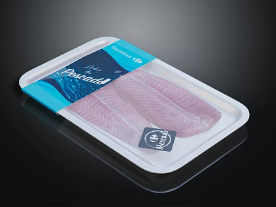 Fresh Pangasius Fish Fillets In Convenient Tray Packaging For Seafood Lovers 3d model