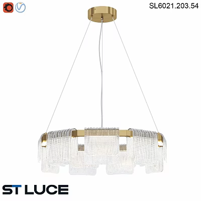 Elegant Modern Gold Frame Chandelier With Transparent Crystal Layered Design 3d model