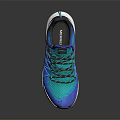 Blue Green Mesh Upper Running Sneakers With Black Laces And White Sole