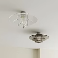 Two Modern Ceiling Lights With Transparent Shades On White Ceiling 3d model