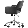 Modern Blue Upholstered Table and Chair Set with Armrests and Wheeled Metal Base