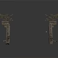 Two Decorative Metal Tripod Structures With Ornate Carvings And Antique Bronze Finish