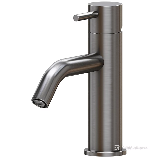 Modern Stainless Steel Faucet With Sleek Curved Spout And Polished Surface Design 3d model 