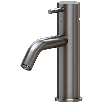 Modern Stainless Steel Faucet With Sleek Curved Spout And Polished Surface Design 3d model