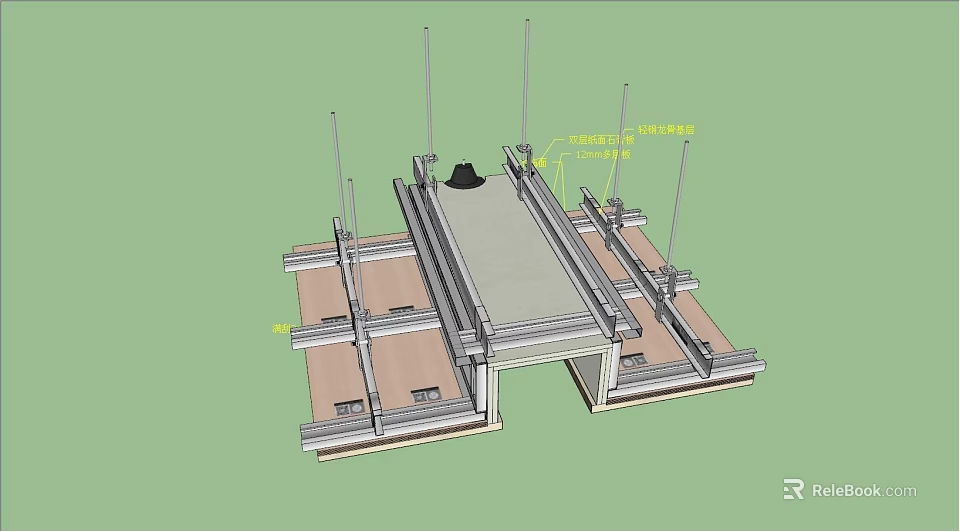 Building Structural Components With Support Platform And Vertical Columns Framework 3d model