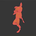 3D Cartoon Rabbit Character With Orange Hair Red Crop Top Pink Polka Dot Leggings Dancing Pose