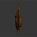 Realistic 3D Rendered Dinosaur Model With Orange Yellow Skin And Horns