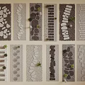 Various Stepping Stones Path Designs With Different Stone Shapes And Small Plants