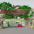 Modern Visitor Center With Contemporary Architecture Green Landscaping Pedestrian Area and Parking Spaces