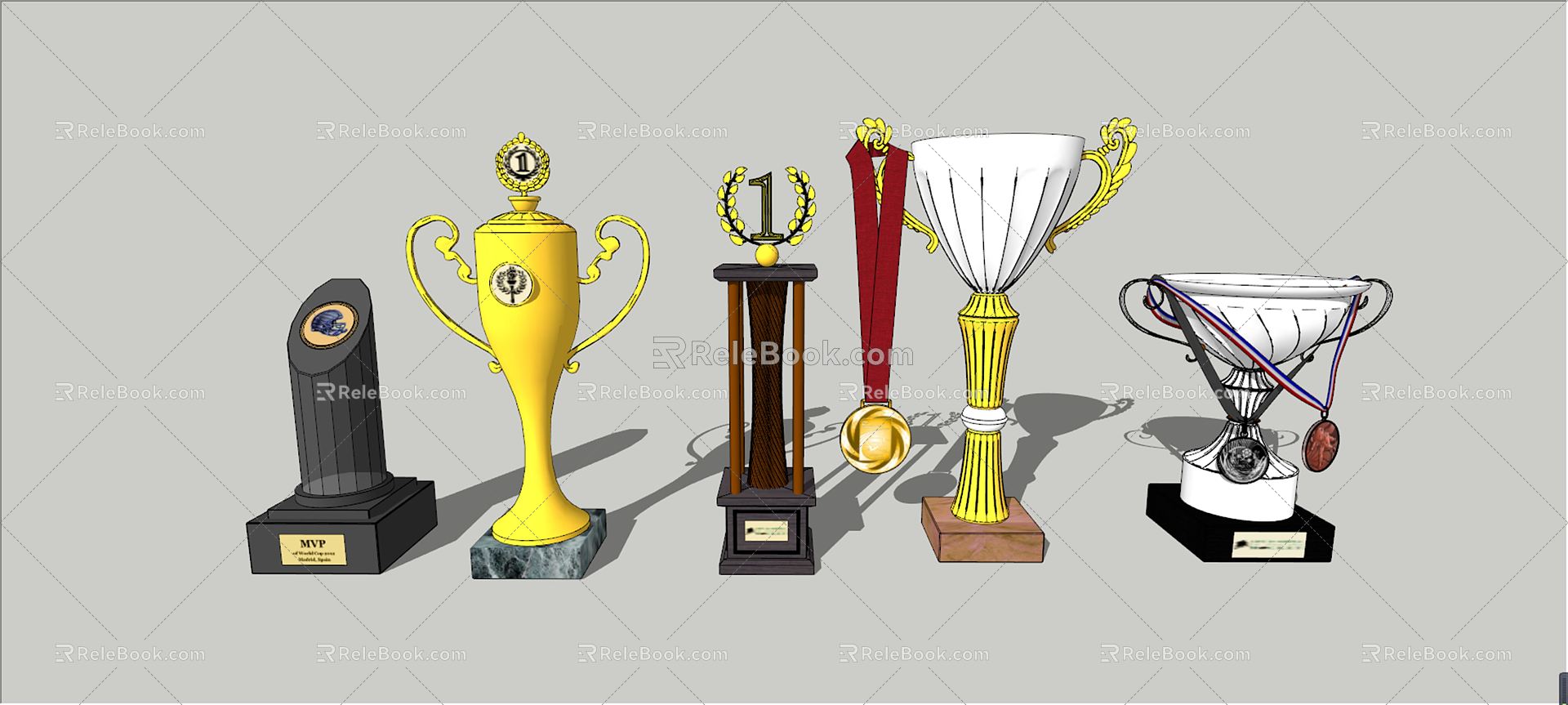 Modern Trophy Trophy Medal Combo 3d model